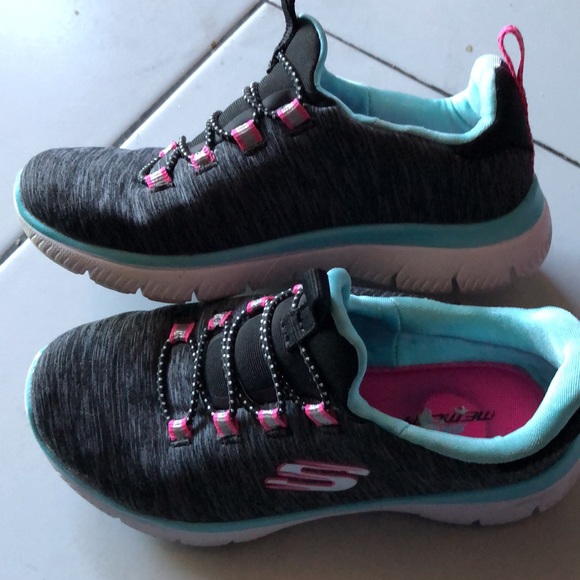 Barely use sketchers shoes. Gray, baby blue and pink shoes size 12 - Picture 2 of 5